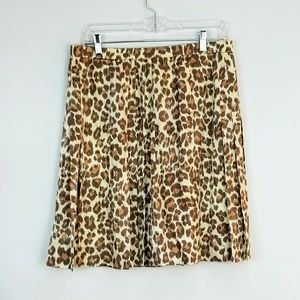 Christian A. Leopard Silk Pleated Skirt 30